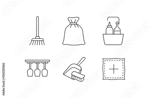 Business management icons - schedule, sales report, keys, log, briefing, cash bag
