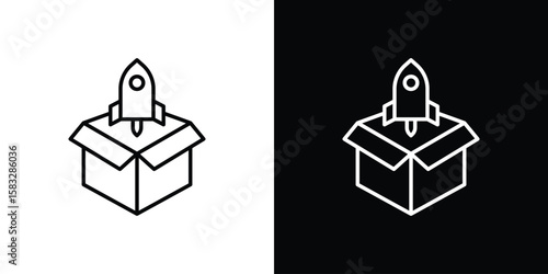 Product release icon line for web, mobile and infographics.