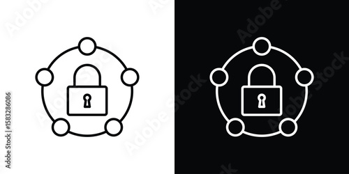 Private network icon line for web, mobile and infographics.