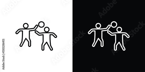 People playing Ball icon line for web, mobile and infographics.