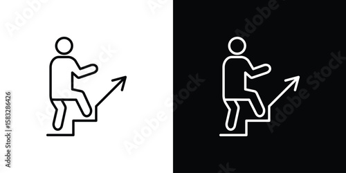 People Climbing icon line for web, mobile and infographics.
