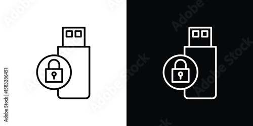 Pendrive security icon line for web, mobile and infographics.
