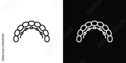 Lingual braces icon line for web, mobile and infographics.