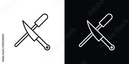 Knife sharpener icon line for web, mobile and infographics.
