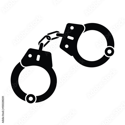Black Handcuffs Icon on White Background Symbolizing Law Enforcement