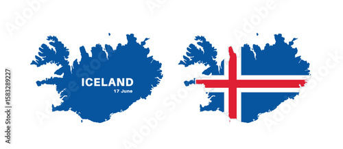  Set of isolated iceland maps. iceland flag overlaid with flag proportions. Maps and traveling around the world