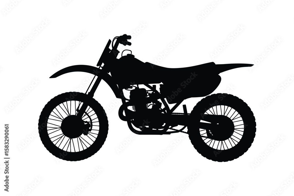 Fototapeta premium Silhouette of a Dirt Bike Motorcycle on a White Background