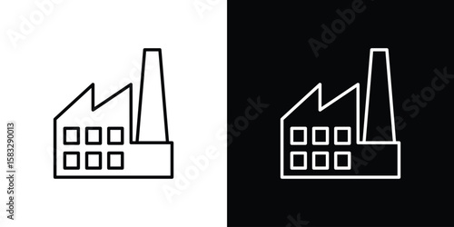 Factory icon line for web, mobile and infographics.