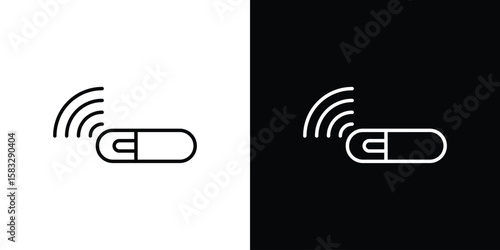 Dog microchip icon line for web, mobile and infographics.