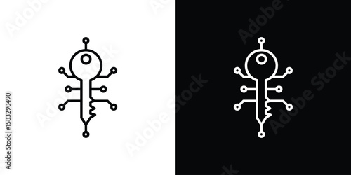 Digital key icon line for web, mobile and infographics.