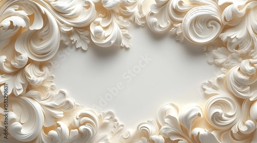 Ornate, creamy white, sculpted frame