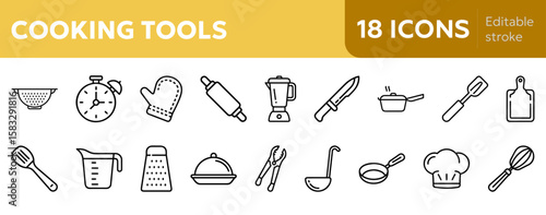 collection of cooking tools icons