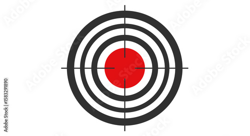 Simple Black and White Target with Red Center for Aiming or Shooting Practice
