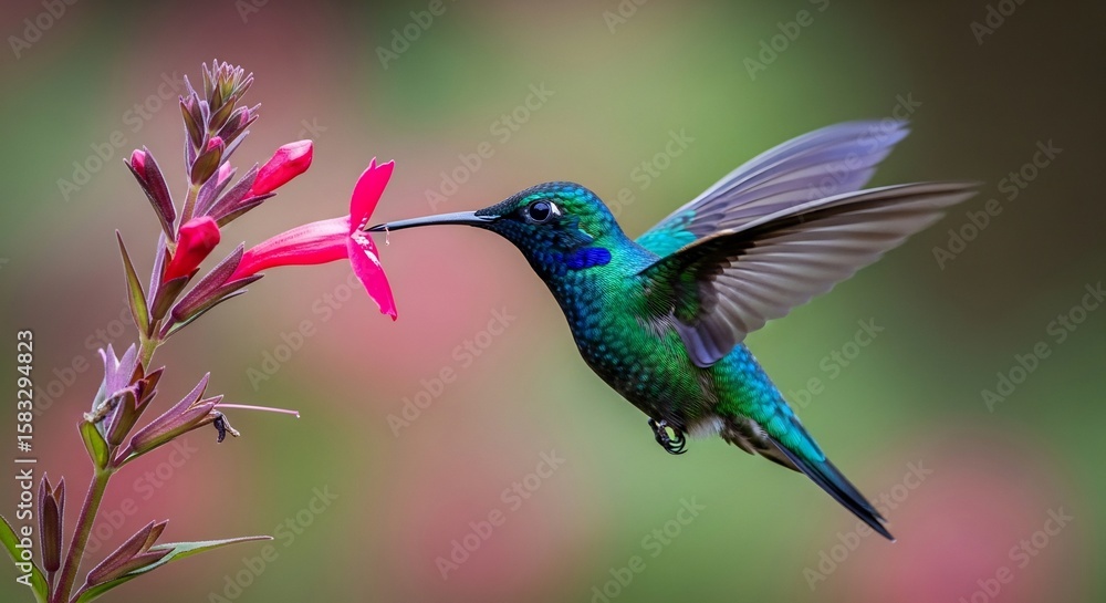 Obraz premium hummingbird feeding on a flower