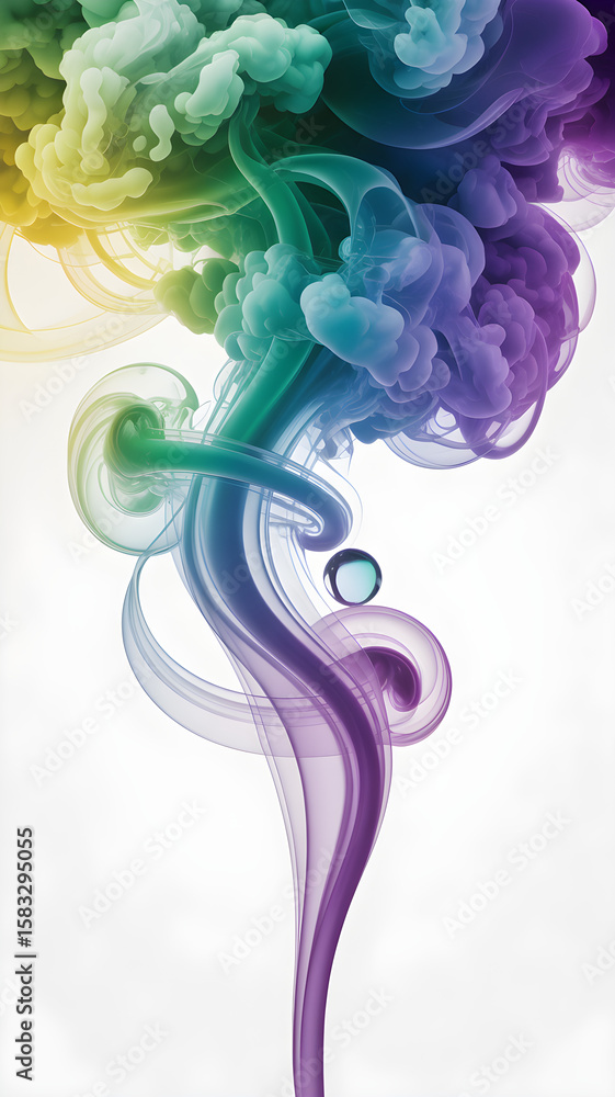 Fototapeta premium Dynamic neon smoke swirl with golden accents and a stylized hummingbird—perfect for web, album covers, NFTs, social ads, posters, UI/UX, motion graphics, and decor.