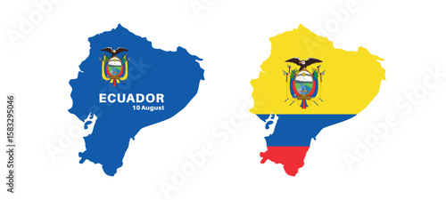 Set of isolated ecuador maps. ecuador flag overlaid with flag proportions. Maps and traveling around the world