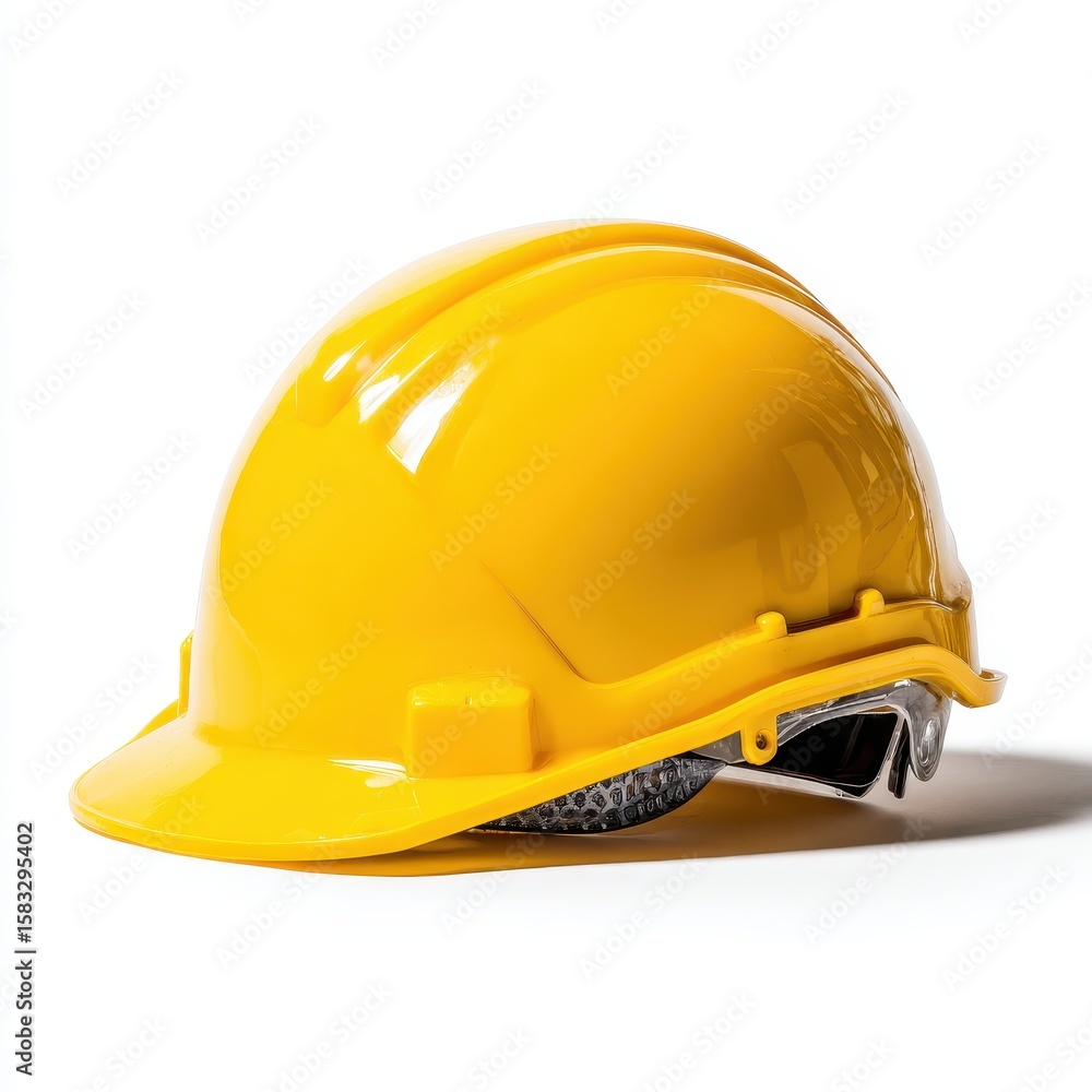 Fototapeta premium A yellow hard hat with a white background