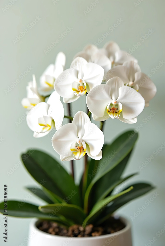 Fototapeta premium Potted lily of the valley on natural background with blank space for copy space. 