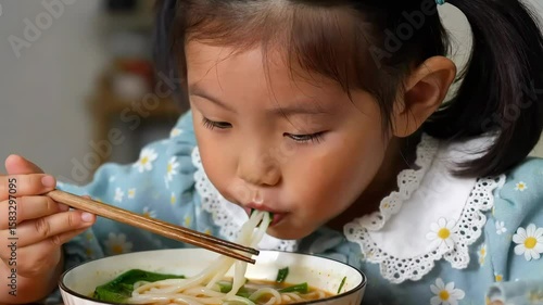 Asian faces eating noodles