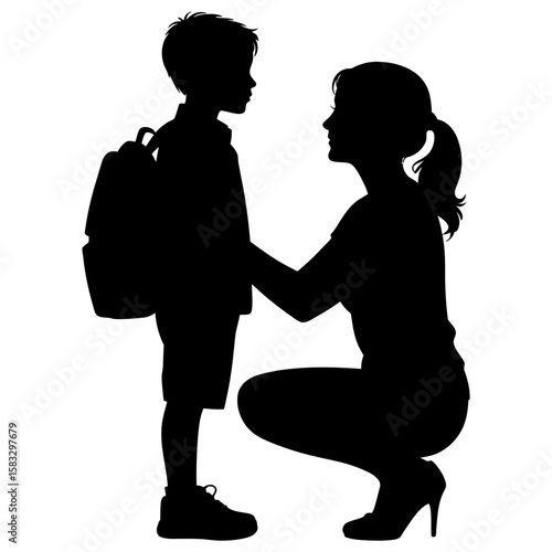Silhouette of mother and daughter