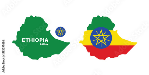 Set of isolated ethiopia maps. ethiopia flag overlaid with flag proportions. Maps and traveling around the world
