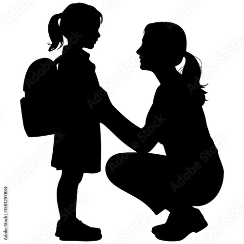 Silhouette of mother and daughter