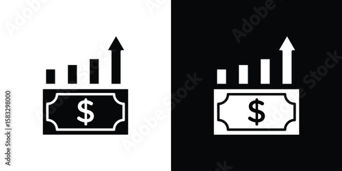 capital gain icon vector graphics. Flat solid black vector set