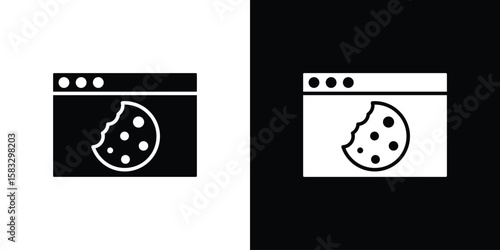 web Cookies icon vector graphics. Flat solid black vector set