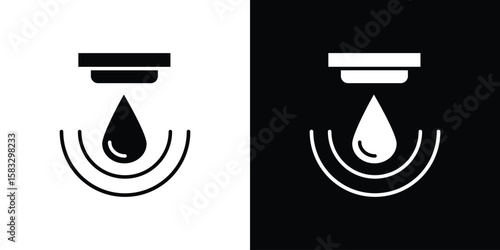 Water sensor icon vector graphics. Flat solid black vector set