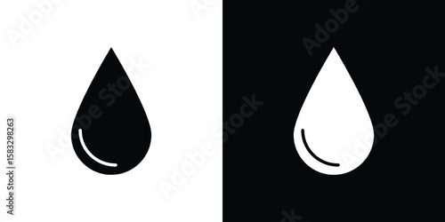 Water drop icon vector graphics. Flat solid black vector set