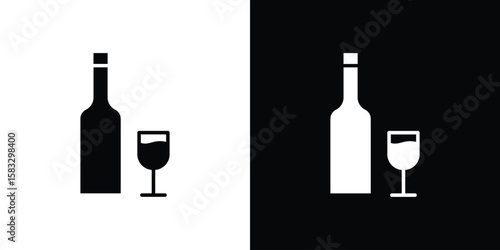 Vodka icon vector graphics. Flat solid black vector set