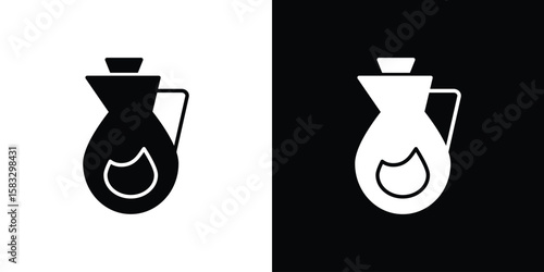 Vinegar icon vector graphics. Flat solid black vector set