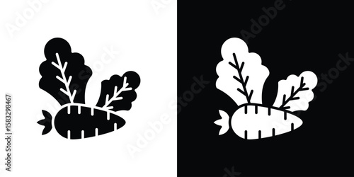 Vegetable icon vector graphics. Flat solid black vector set