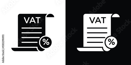 Value added tax VAT icon vector graphics. Flat solid black vector set