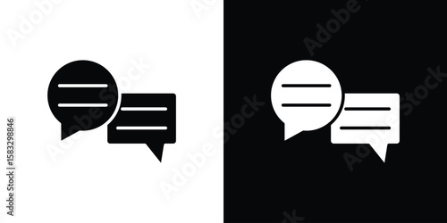Text chat icon vector graphics. Flat solid black vector set