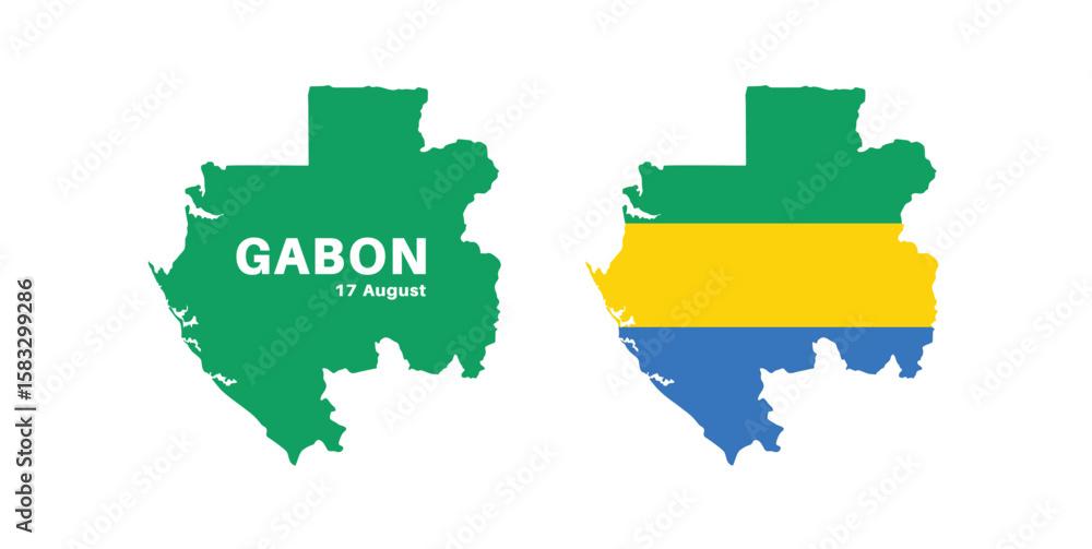 Fototapeta premium Set of isolated gabon maps. gabon flag overlaid with flag proportions. Maps and traveling around the world