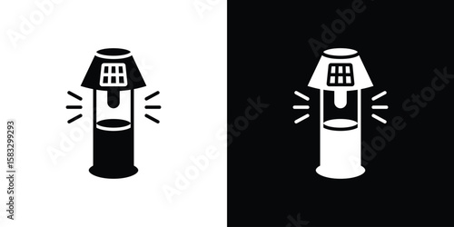 Solar Garden Light lamp icon vector graphics. Flat solid black vector set
