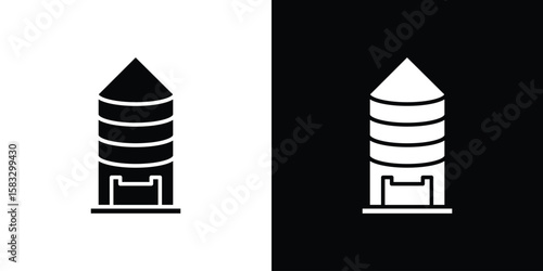 Silo icon vector graphics. Flat solid black vector set