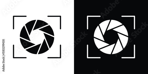 Shutter icon vector graphics. Flat solid black vector set