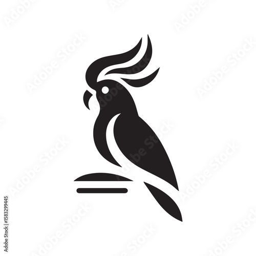 minimalist cockatoo logo with white background