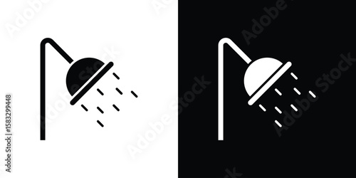 Shower Head icon vector graphics. Flat solid black vector set