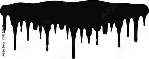Black dripping paint silhouette vector, paint splashes illustration