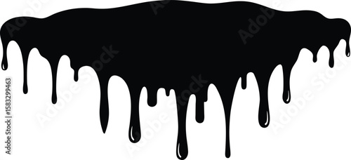 Black dripping paint silhouette vector, paint splashes illustration