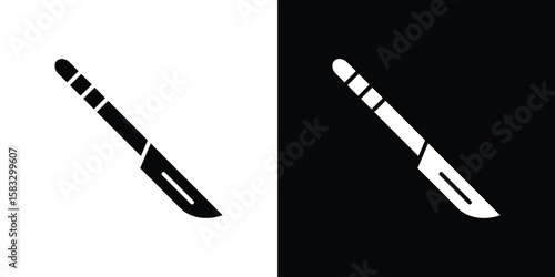 Scalpel icon vector graphics. Flat solid black vector set