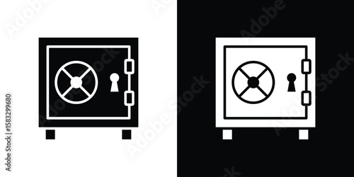 Safe icon vector graphics. Flat solid black vector set
