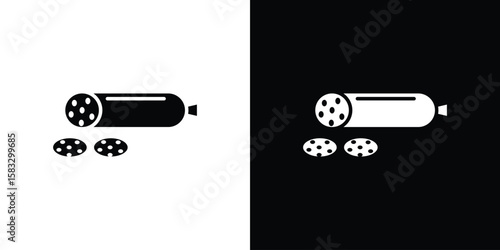 Salami icon vector graphics. Flat solid black vector set