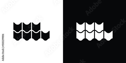 Roof tile icon vector graphics. Flat solid black vector set