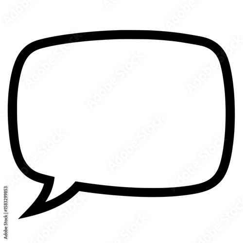 Empty Speech Bubble: A minimalist black and white speech bubble is poised, awaiting a story's beginning, designed for versatile communication and expression of ideas.