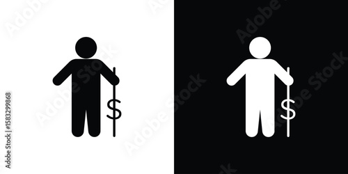 Retirement icon vector graphics. Flat solid black vector set