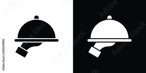 Restaurant Tray icon vector graphics. Flat solid black vector set